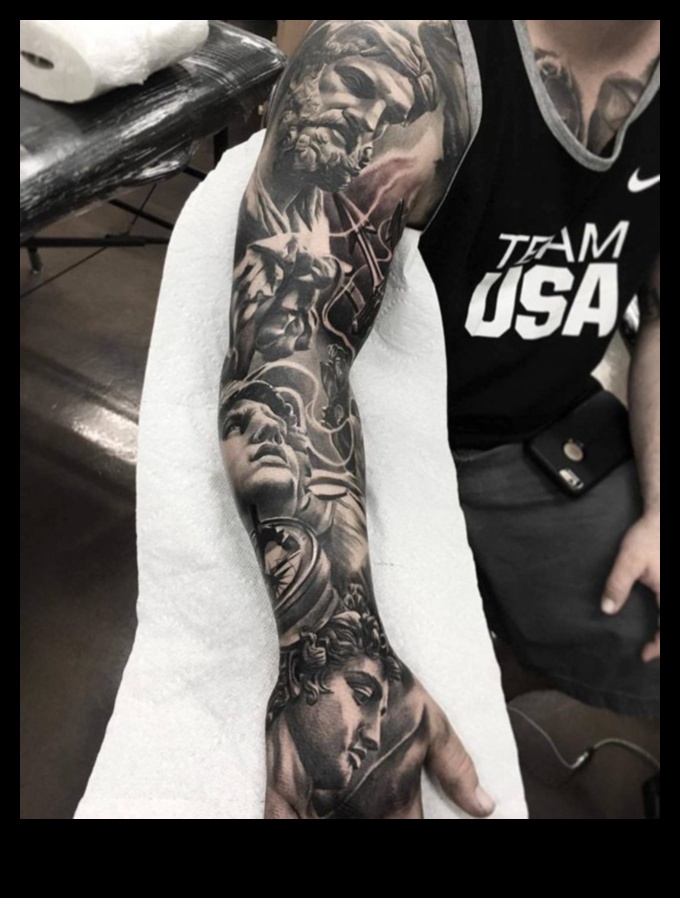 Tatuajele de braț din pânză sculptată ca o operă de artă 1 Pânză sculptată: Descoperiți frumusețea tatuajelor pe brațe